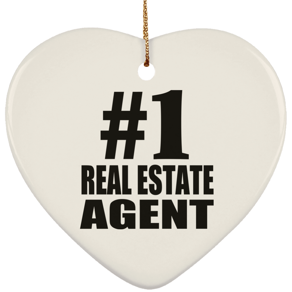 Number One #1 Real Estate Agent - Heart Ornament
