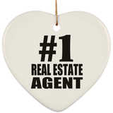 Number One #1 Real Estate Agent - Heart Ornament