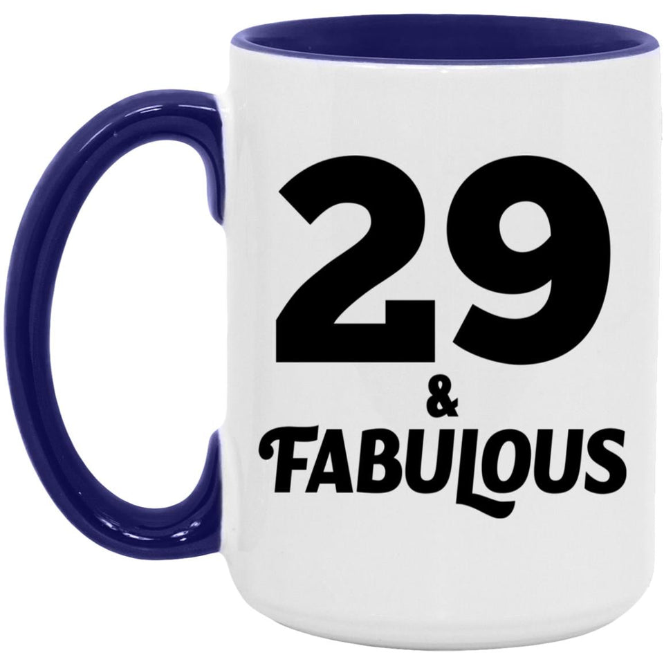29th Birthday 29 & Fabulous - 15oz Accent Mug Purple
