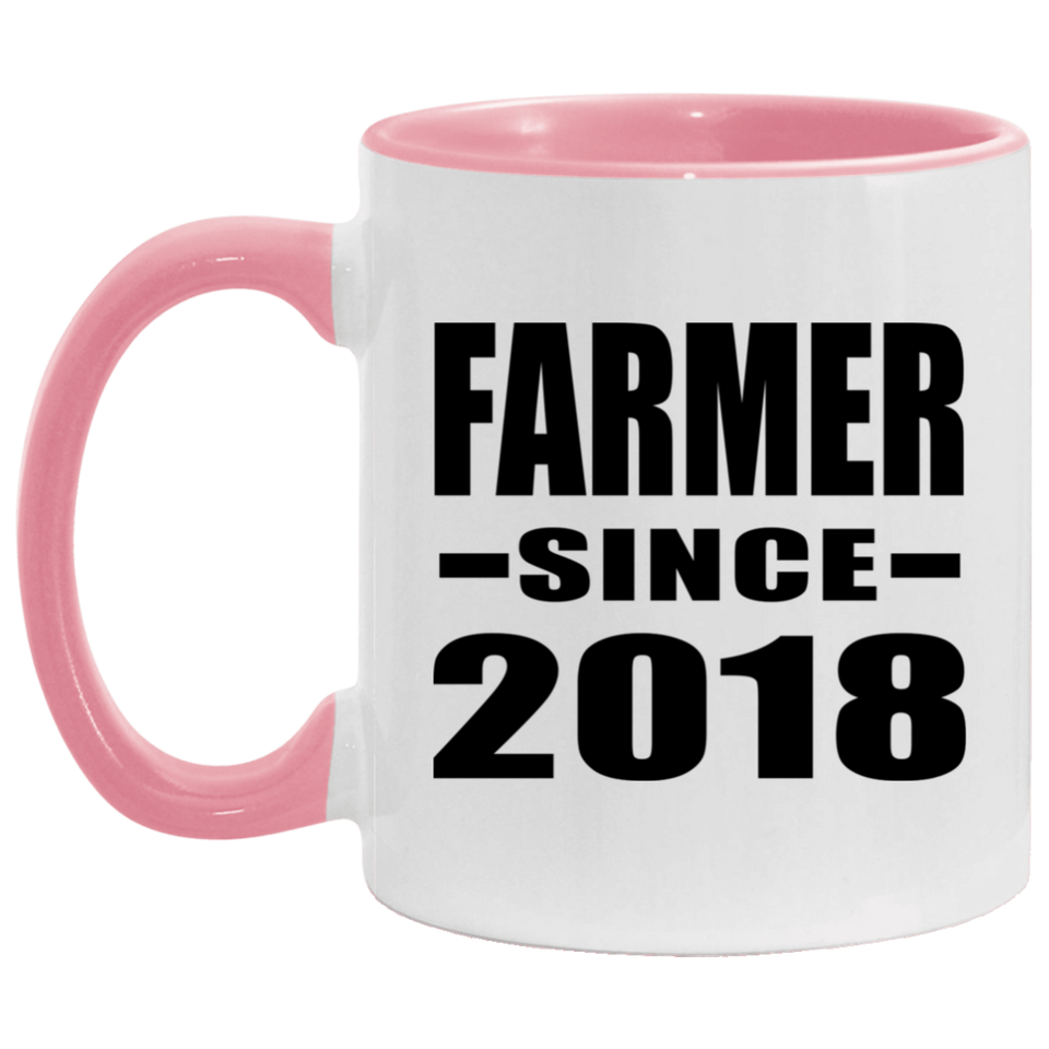Farmer Since 2018 - 11oz Accent Mug Pink