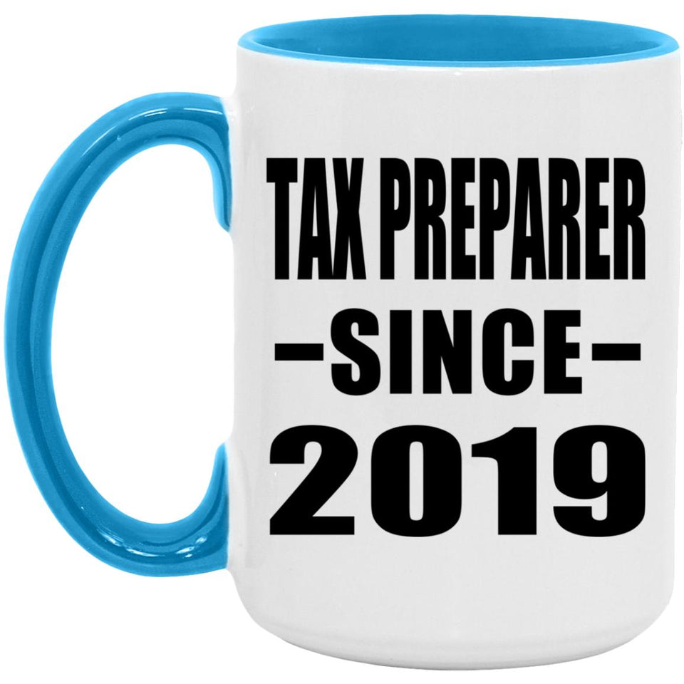 Tax Preparer Since 2019 - 15oz Accent Mug Blue
