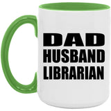 Dad Husband Librarian - 15oz Accent Mug Green