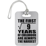 3rd Birthday Square Root of 9 Years of Childhood - Luggage Bag Tag