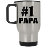 Number One #1 Papa - Silver Travel Mug