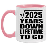 45th Anniversary Square Root of 2025 Years Lifetime To Go - 11oz Accent Mug Pink