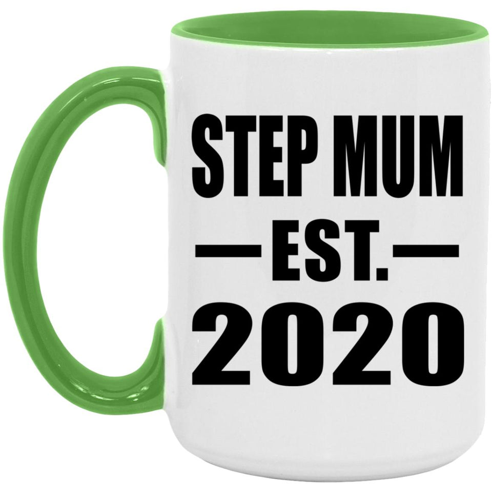 Step Mum Established EST. 2020 - 15oz Accent Mug Green