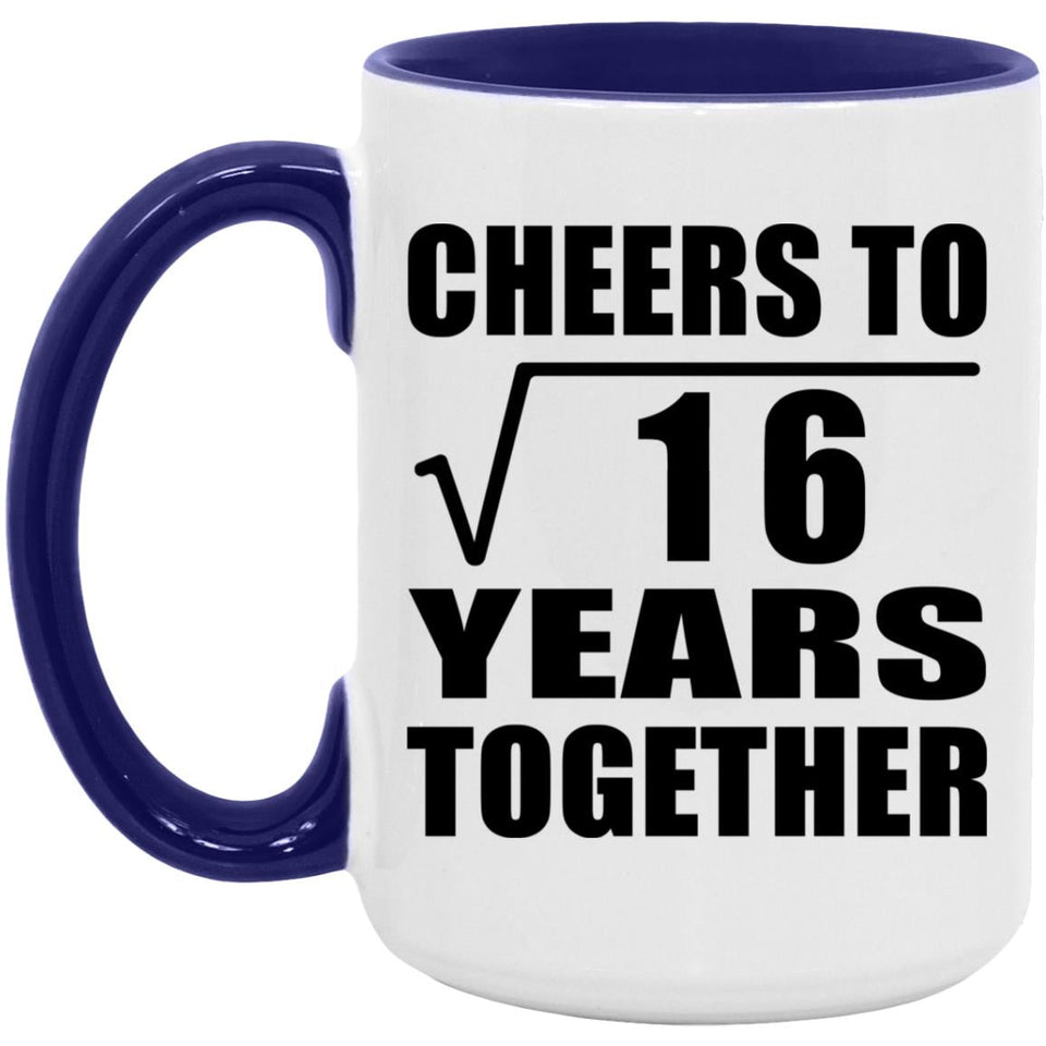 4th Anniversary Cheers To Square Root of 16 Years Together - 15oz Accent Mug Purple