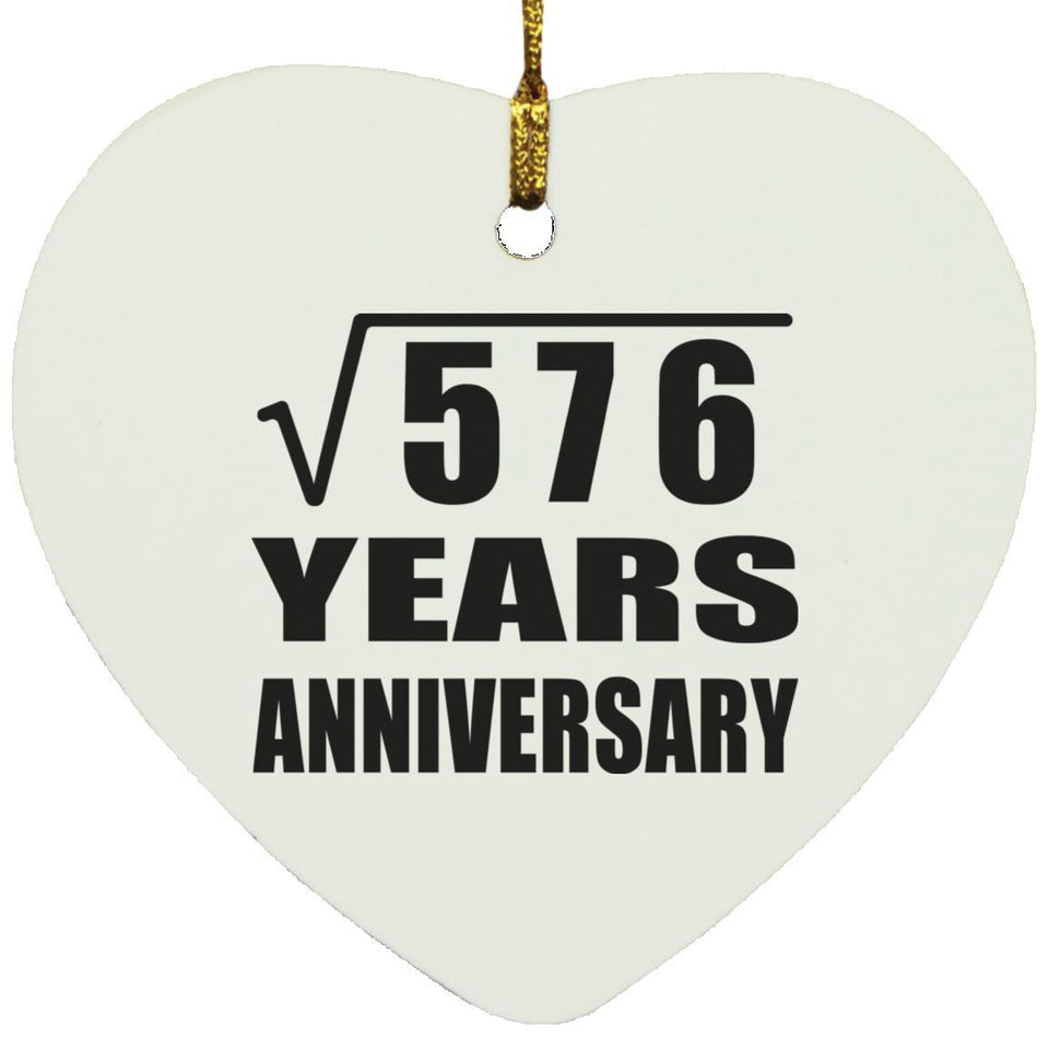 24th Anniversary Square Root of 576 Years Anniversary - Heart Ornament