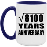 90th Anniversary Square Root of 8100 Years Anniversary - 15oz Accent Mug Purple