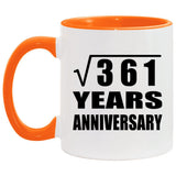 19th Anniversary Square Root of 361 Years Anniversary - 11oz Accent Mug Orange