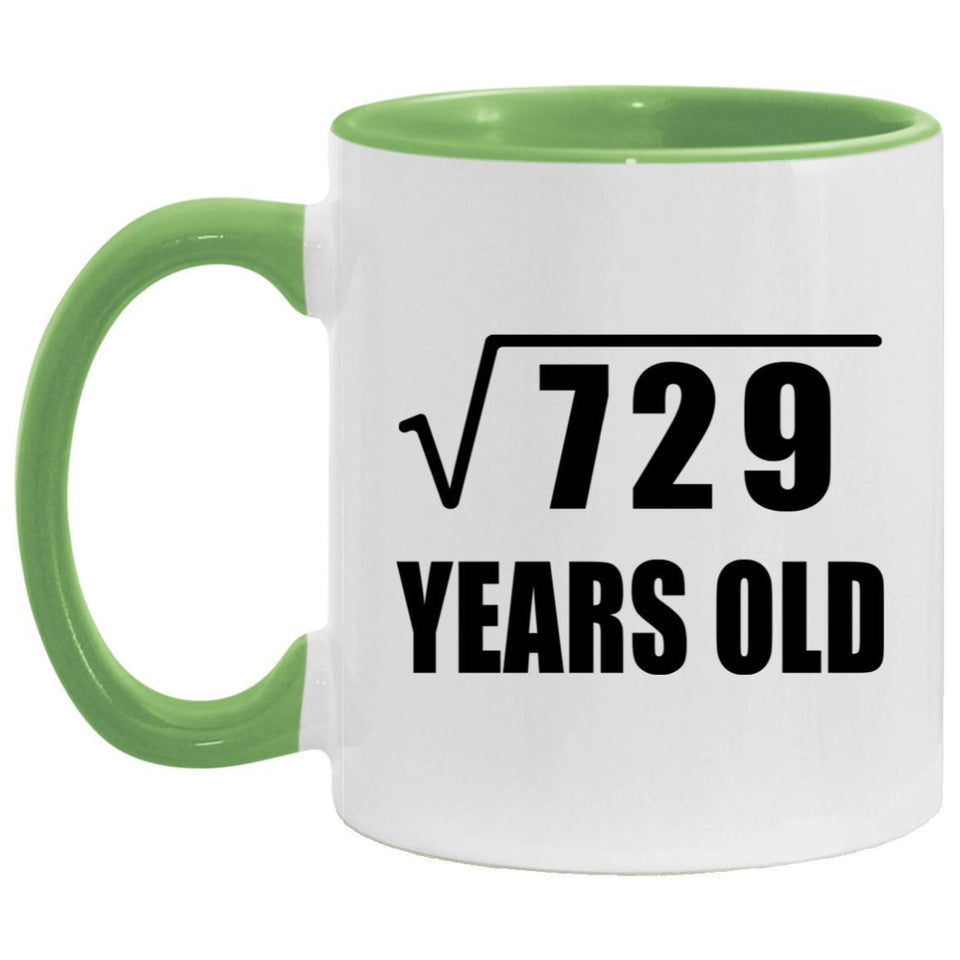 27th Birthday Square Root of 729 Years Old - 11oz Accent Mug Green