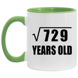 27th Birthday Square Root of 729 Years Old - 11oz Accent Mug Green