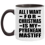All I Want For Christmas Is My Pyrenean Mastiff - 11oz Accent Mug Black