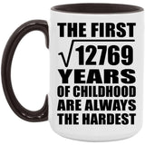 113th Birthday Square Root of 12769 Years of Childhood - 15oz Accent Mug Black