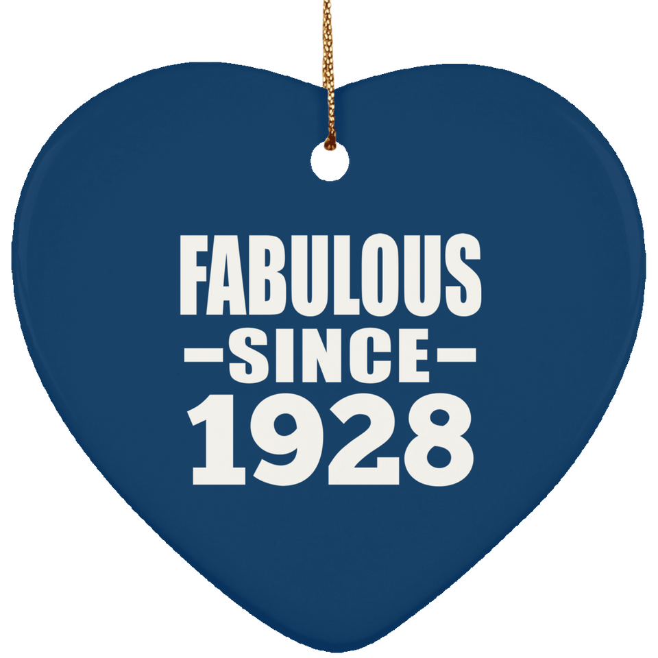 96th Birthday Fabulous Since 1928 - Heart Ornament