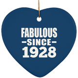 96th Birthday Fabulous Since 1928 - Heart Ornament