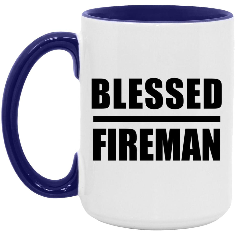 Blessed Fireman - 15oz Accent Mug Purple