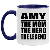 Amy The Mom The Hero The Legend - 11oz Accent Mug Purple