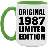 37th Birthday Original 1987 Limited Edition - 15oz Accent Mug Green
