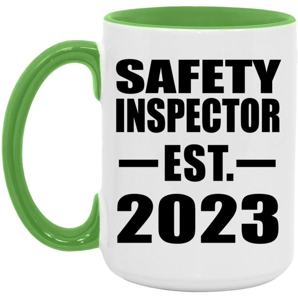 Safety Inspector Established EST. 2023 - 15oz Accent Mug Green