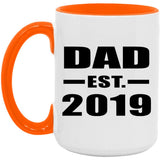 Dad Established EST. 2019 - 15oz Accent Mug Orange