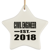 Civil Engineer Established EST. 2018 - Star Ornament
