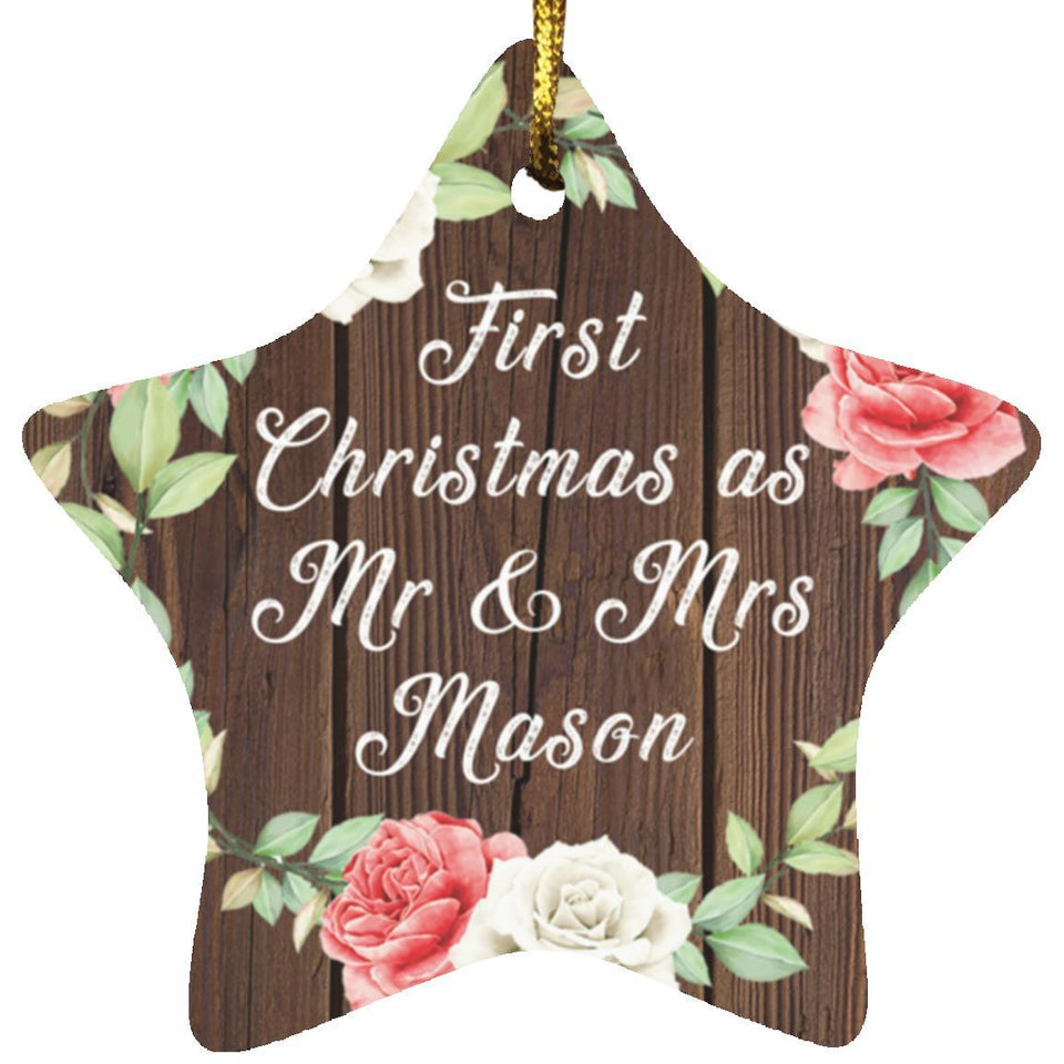 First Christmas As Mr & Mrs Mason - Star Ornament A