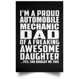 Proud Automobile Mechanic Dad Of Awesome Daughter - Poster Portrait