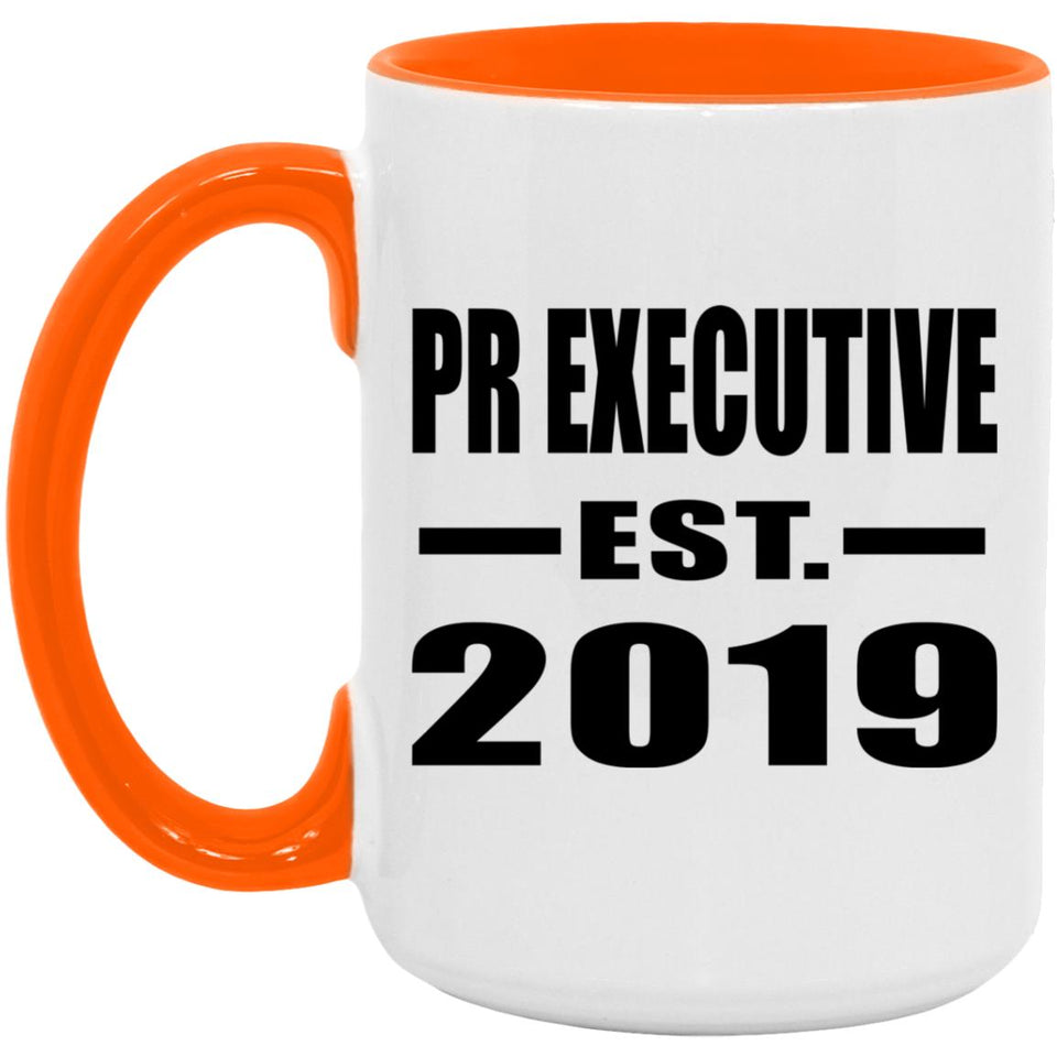 Pr Executive Established EST. 2019 - 15oz Accent Mug Orange