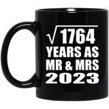 42nd Anniversary Square Root of 1764 Years As Mr & Mrs 2023 - 11oz Coffee Mug Black