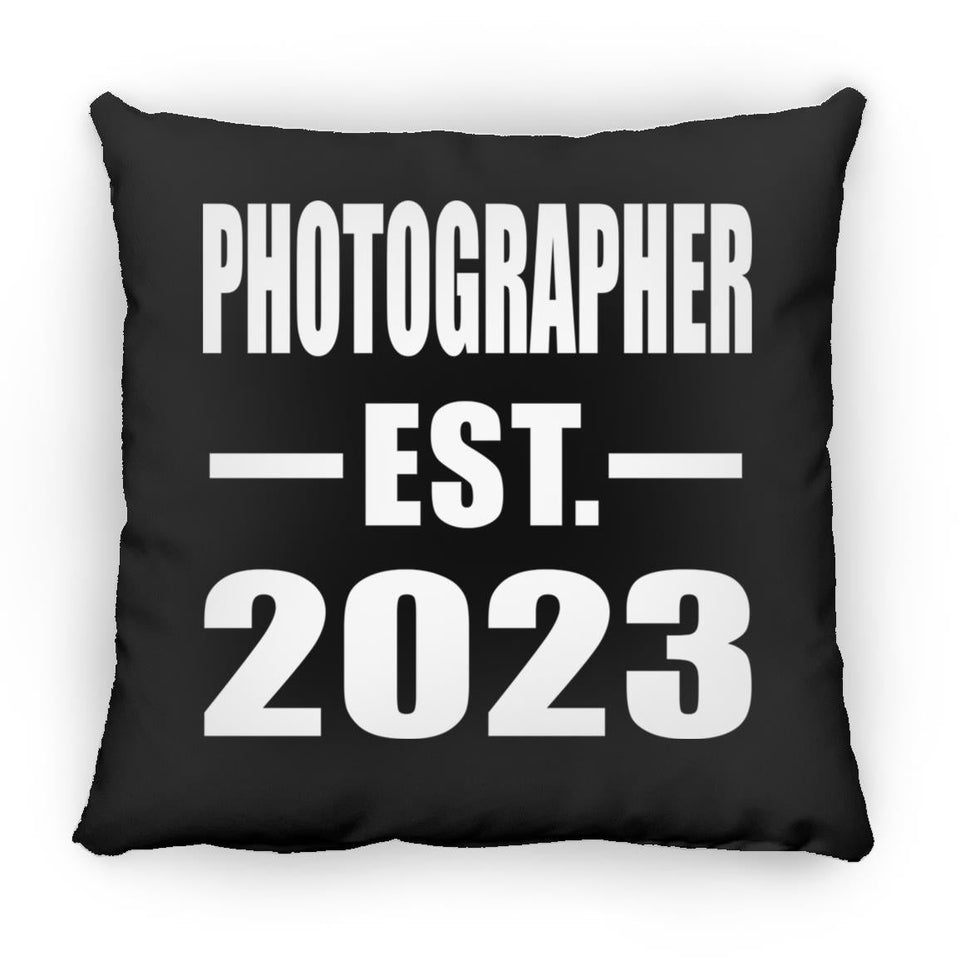 Photographer Established EST. 2023 - Throw Pillow Black