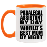 Paralegal Assistant By Day World's Best Mom By Night - 11oz Accent Mug Orange
