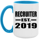 Recruiter Established EST. 2019 - 15oz Accent Mug Blue