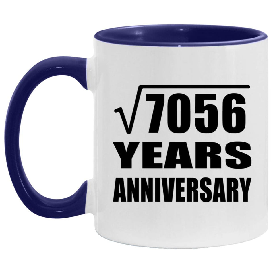 84th Anniversary Square Root of 7056 Years Anniversary - 11oz Accent Mug Purple