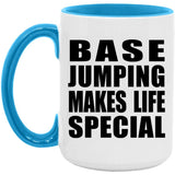 Base Jumping Makes Life Special - 15oz Accent Mug Blue