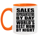 Sales Representative By Day World's Best Mom By Night - 11oz Accent Mug Orange