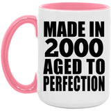 24th Birthday Made In 2000 Aged to Perfection - 15oz Accent Mug Pink