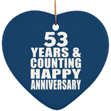Happy 53rd Anniversary 53 Years & Counting - Heart Ornament