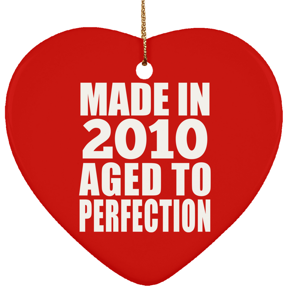 14th Birthday Made In 2010 Aged to Perfection - Heart Ornament
