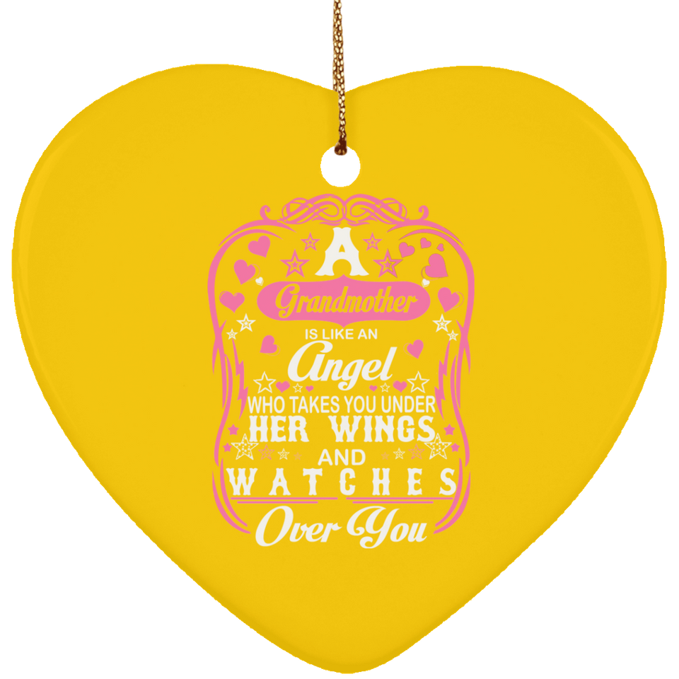 Grandmother Is Like An Angel Takes You Under Her Wings - Heart Ornament