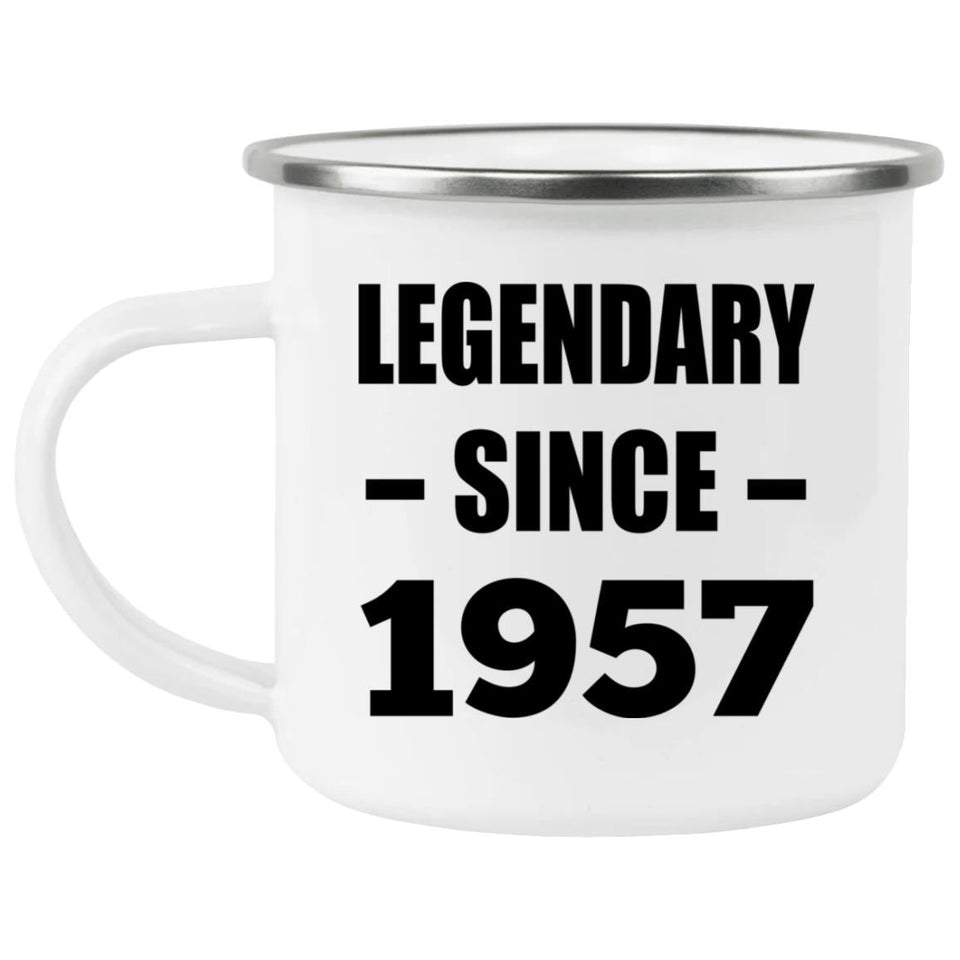 67th Birthday Legendary Since 1957 - 12oz Camping Mug