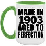 121st Birthday Made In 1903 Aged To Perfection - 15oz Accent Mug Green