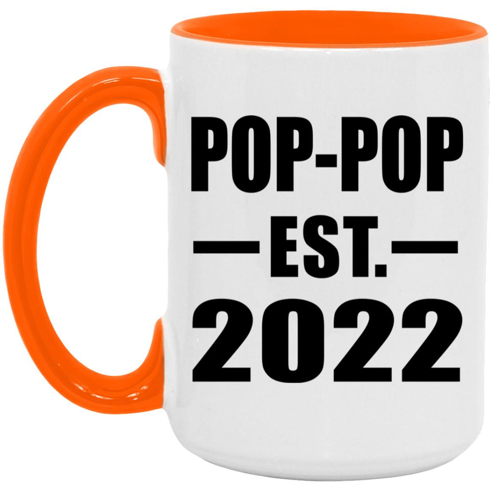 Pop-Pop Established EST. 2022 - 15oz Accent Mug Orange