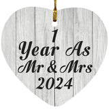 1st Anniversary 1 Year As Mr & Mrs 2024 - Heart Ornament F