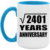 49th Anniversary Square Root of 2401 Years Anniversary - 15oz Accent Mug Blue