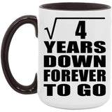 2nd Anniversary Square Root of 4 Years Down Forever To Go - 15oz Accent Mug Black