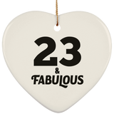 23rd Birthday 23 & Fabulous - Heart Ornament