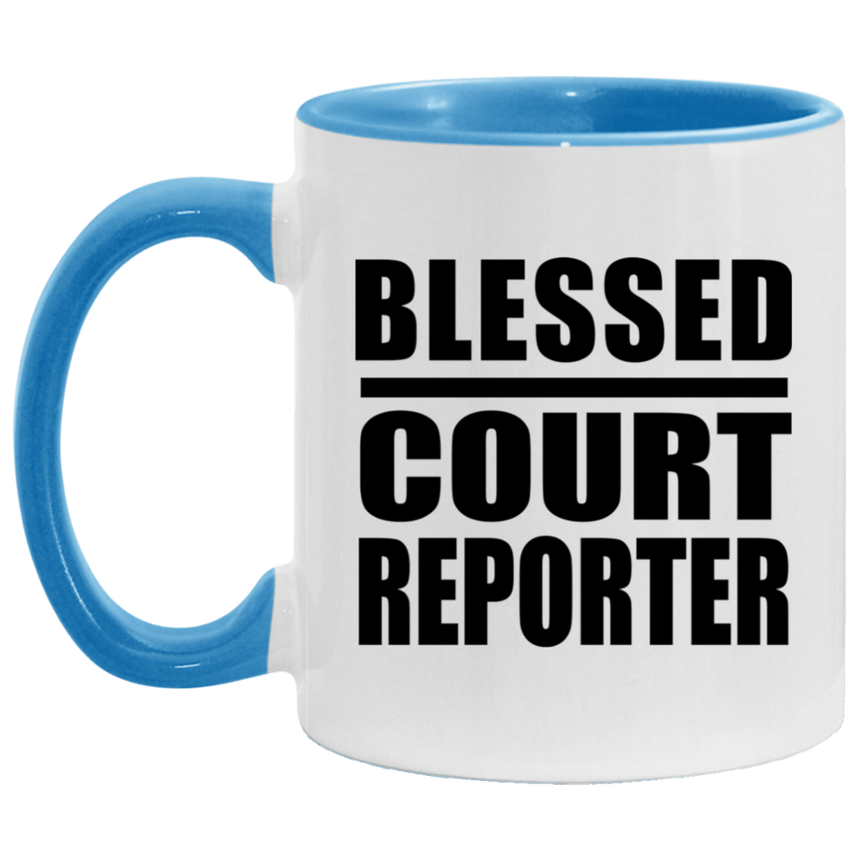 Blessed Court Reporter - 11oz Accent Mug Blue