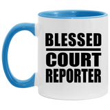 Blessed Court Reporter - 11oz Accent Mug Blue