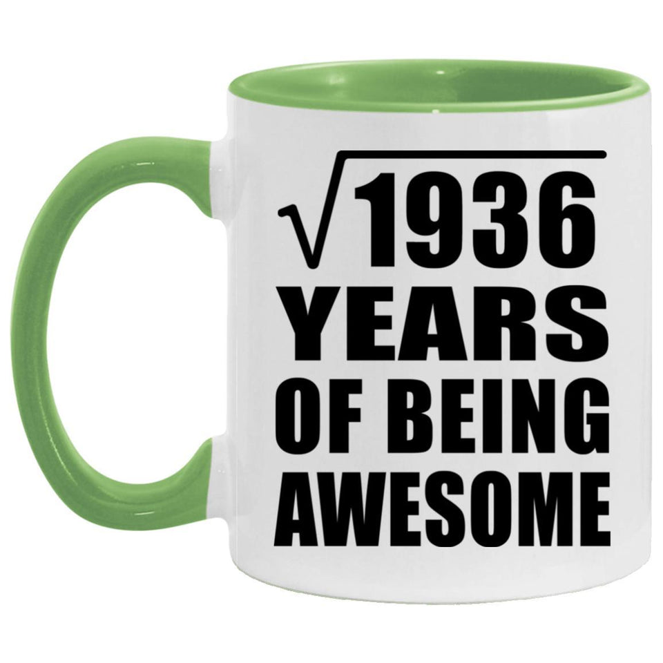 44th Birthday Square Root of 1936 Years of Being Awesome - 11oz Accent Mug Green